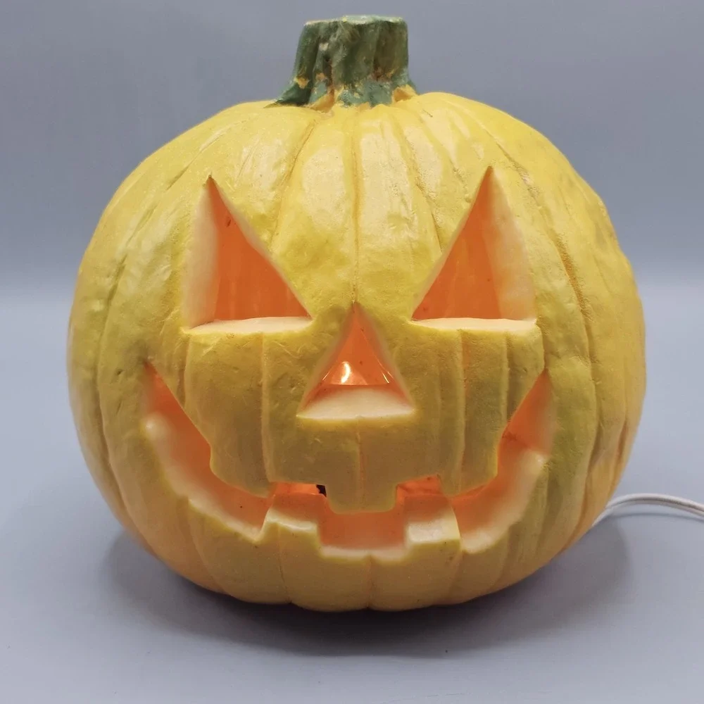 Vintage Light Up Jack O Lantern Pumpkin Plastic Blow Mold 90s Halloween 8.5